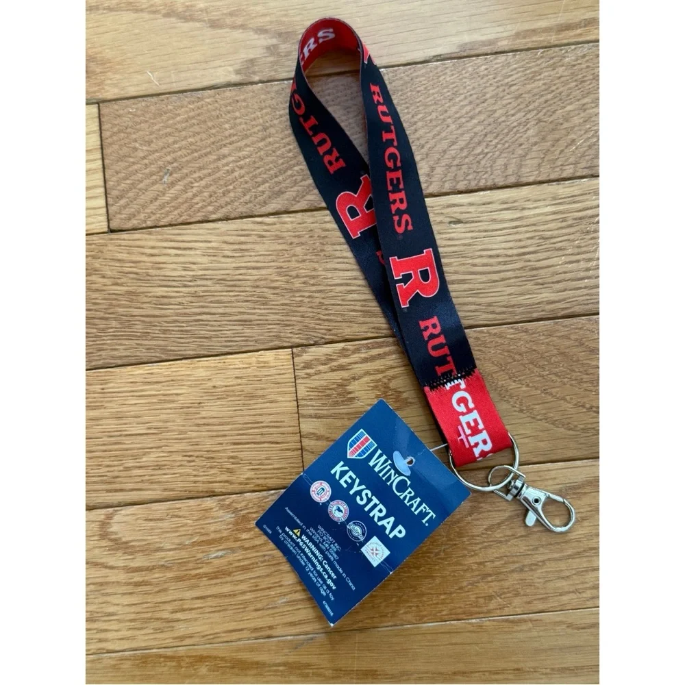 Wincraft NCAA Black & Red Rutgers Lanyard Key Strap - NWT